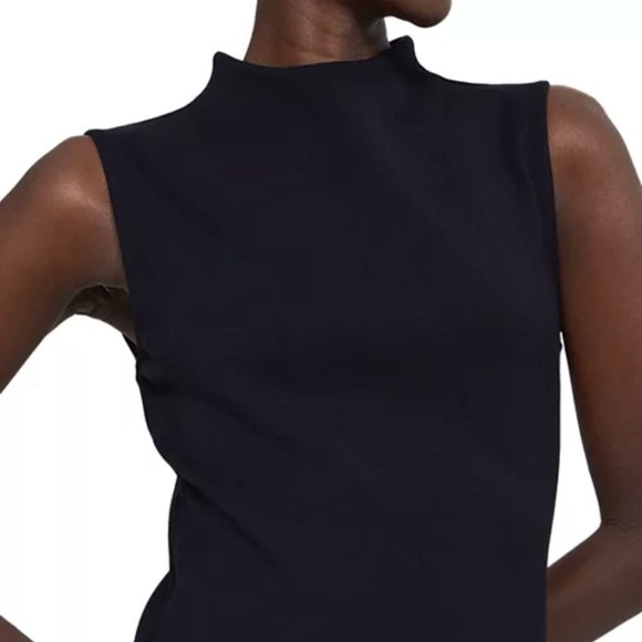 Theory Black Double Knit Jersey High Neck Sleeveless Above the Knee Dress Size 6 - Picture 2 of 9